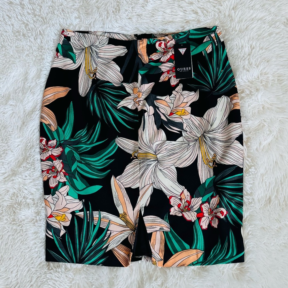 GUESS HIGH WAISTED KAMALA FLORAL SKIRT L